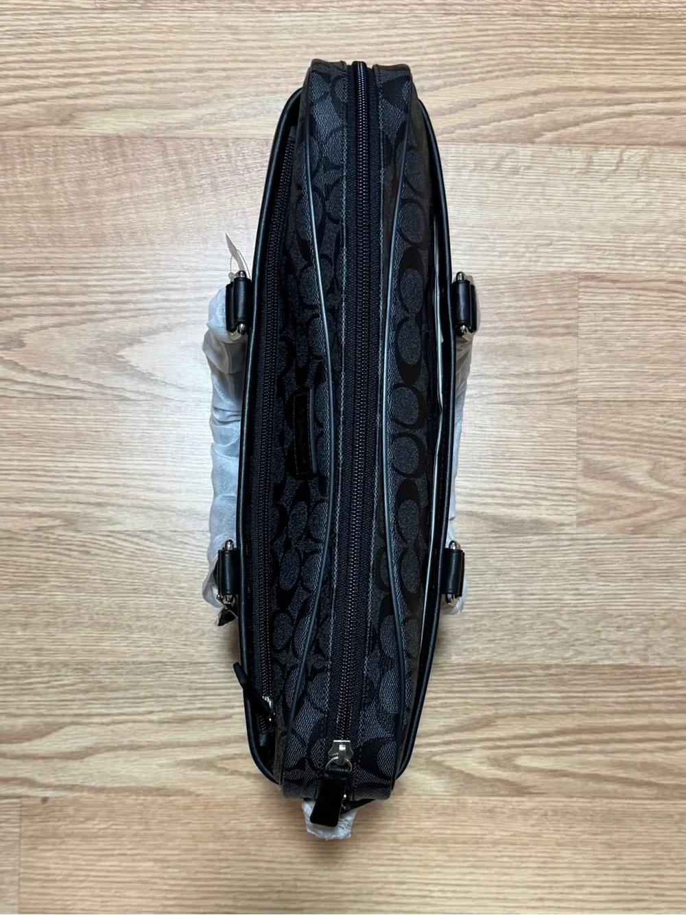 Coach Men's Charcoal Signature Briefcase with Black Trim